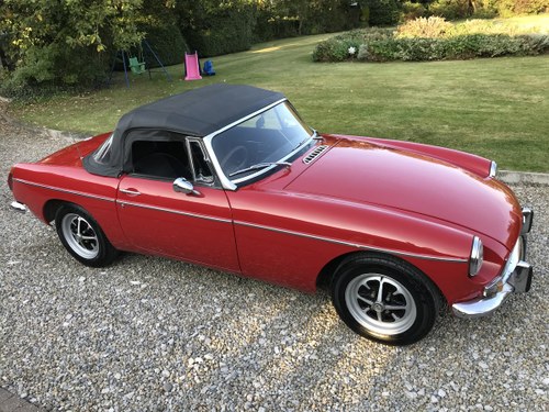 1976 MGB Roadster, Chrome Bumper, Overdrive, Tartan Red For Sale