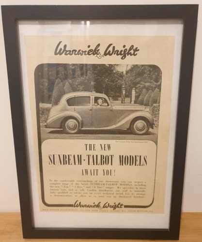 1964 Original 1938 Sunbeam-Talbot Framed Advert  For Sale