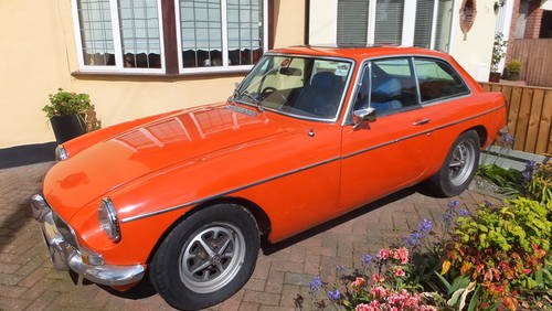 MG B GT 1972 No Road Tax. Chrome Bumper. Orange For Sale