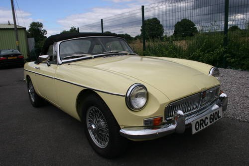 1972 MGB Heritage shell in primrose.  SOLD