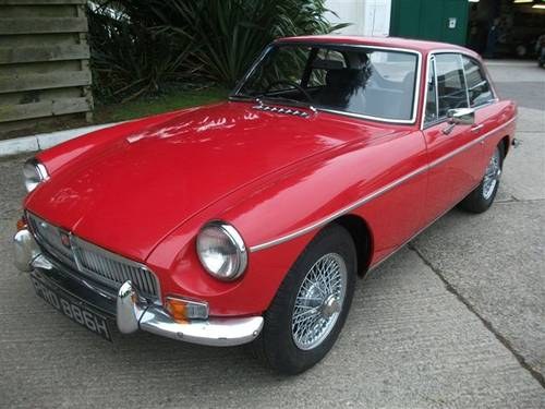 1970 MGB GT, Flame Red, Wires, Chrome bumpers & overdrive! SOLD