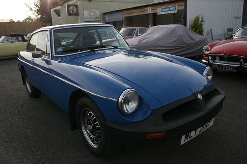1976 FACTORY MGB GT V8 in Tahiti blue, Previous concours winner. SOLD