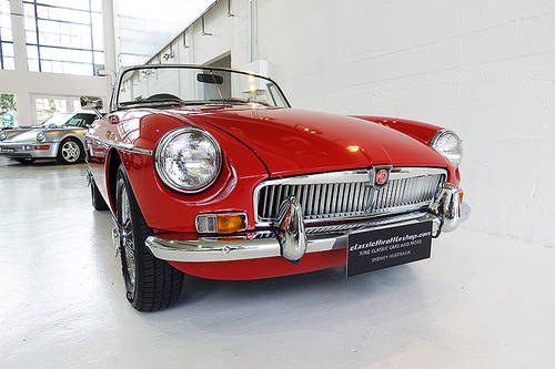 1968 beautiful MG B Mk1 in Carnation Red with black interior SOLD