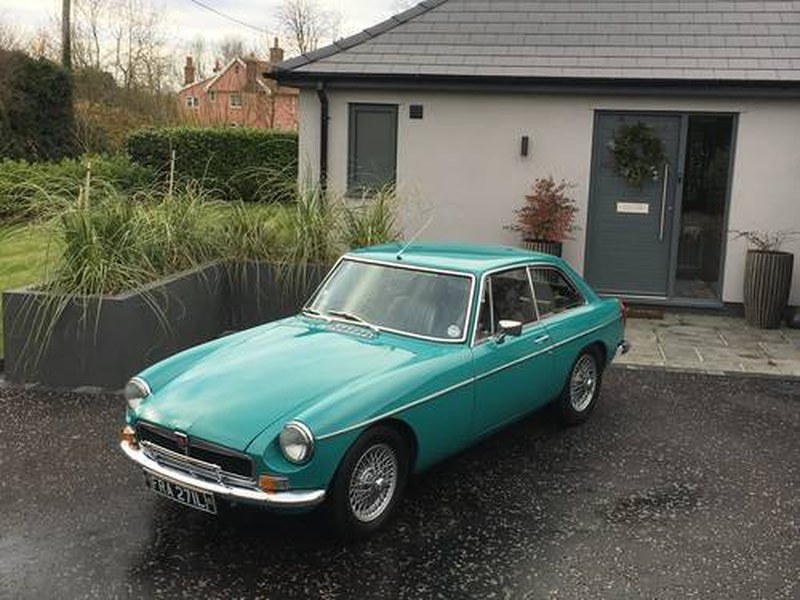 1972 MGB GT, Rare Aqua Blue, overdrive, wire wheels