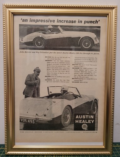 1968 Original 1958 Austin Healey 100-Six Framed Advert For Sale