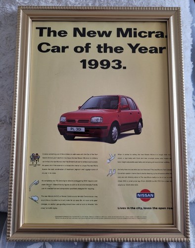 1969 Original 1993 Nissan Micra Framed Advert For Sale
