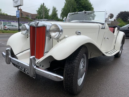 1951 MG TD LHD finished in white & Black roof SOLD