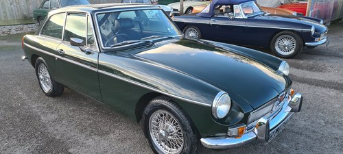 1973 MGB GT , Racing Green, chrome wires SOLD