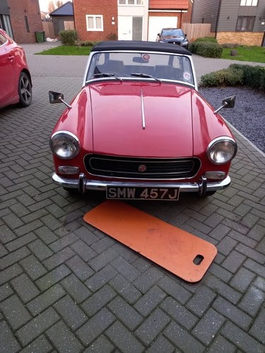 1970 MG Midget ,Red ,wire wheels canvas hood. For Sale