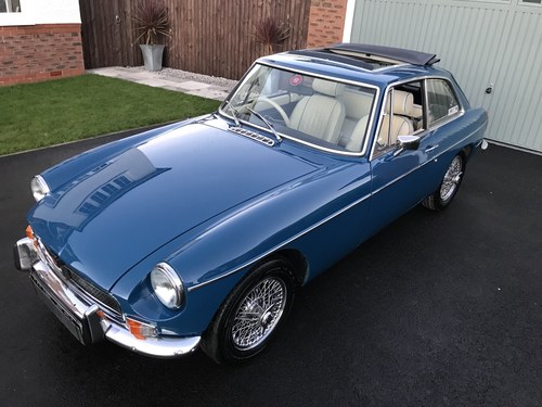 1972 MGB GT, Teal Blue, Chrome Bumpers, Overdrive, Webasto Sunroo For Sale