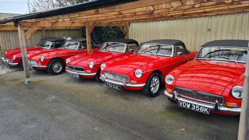 1968 7 Restored Red MGB roadsters IN STOCK. For Sale