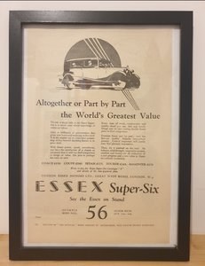 1963 Original 1928 Essex Super Six Framed Advert  In vendita