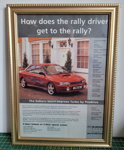 1992 Original 1995 Subaru Impreza Prodrive Framed Advert For Sale