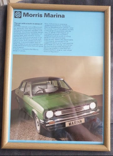 1978 Original Morris Marina Framed Advert VENDUTO