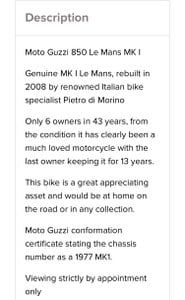 1978 Moto Guzzi LE Mans 850