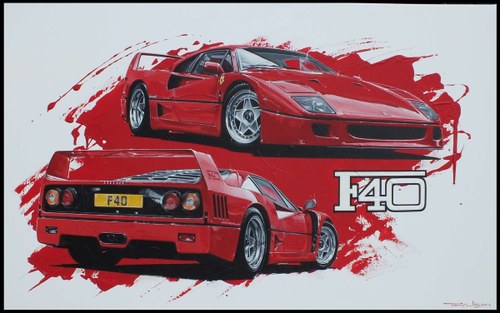 Ferrari F40 - Oiginal Acrylic On Canvas by Tony Upson À venda em leilão