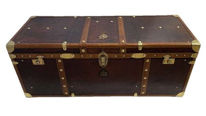 Large Leather Travel Trunk Bearing the Royal Corps of Marine