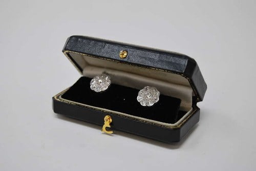 Antique Diamond Cluster Earrings For Sale by Auction