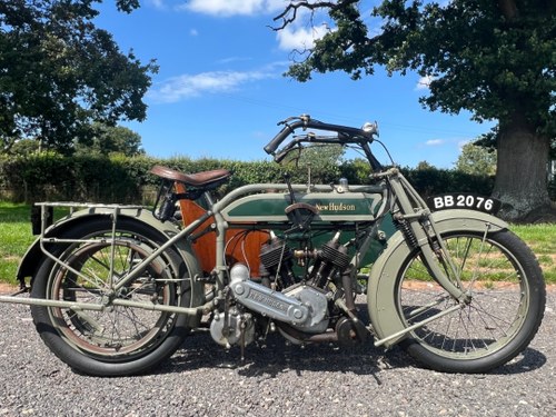 1914 New Hudson Big 6 770cc vee twin motorcycle and sidecar. VERKAUFT