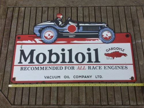 Enamel sign single sided scarce Mobil oil sign For Sale