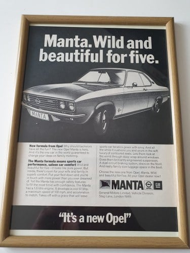 Original 1970 Opel Manta Advert For Sale
