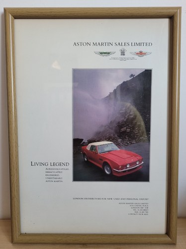 1968 Original 1988 Aston Martin V8 Vantage Framed Advert In vendita