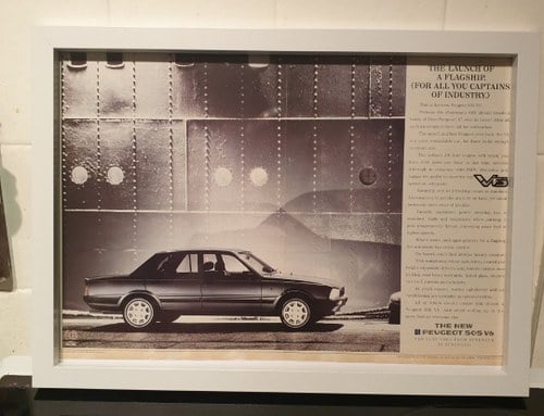 Original 1987 Peugeot 505 V6 Framed Advert  For Sale