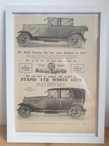 1981 Original 1922 Salmons Light Car Framed Advert  In vendita