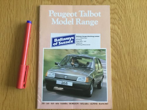 1983 Peugeot brochure VENDUTO