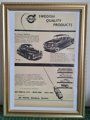 1985 Original 1956 Volvo Framed Advert For Sale