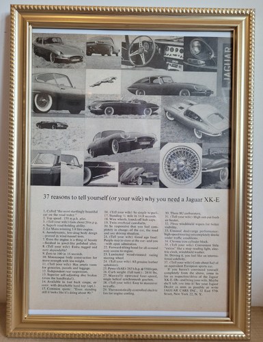 1979 Original 1963 Jaguar E-Type Framed Advert For Sale