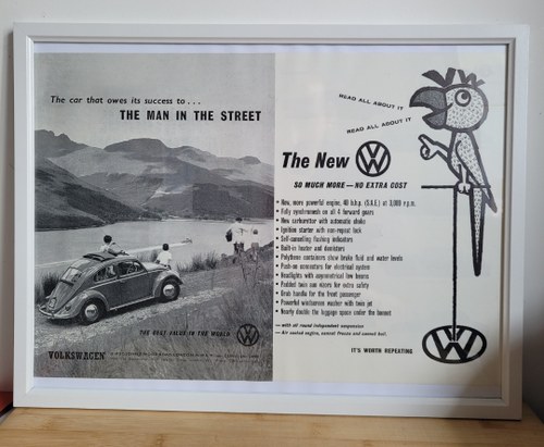 1992 Original 1960 Volkswagen Beetle Framed Advert In vendita
