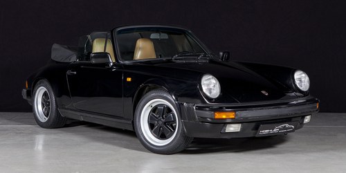 1988 Beautiful black/tan Porsche 911 3.2 Cabriolet For Sale