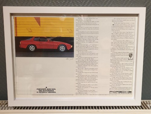 Original 1985 Porsche 924 S Framed Advert For Sale