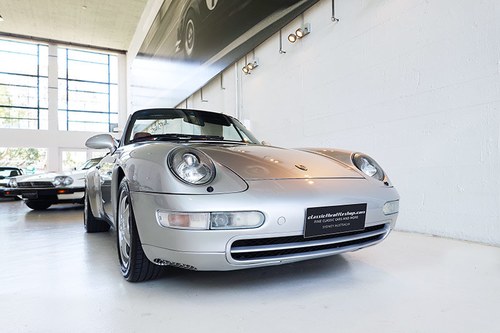 1997 993 Cabrio in Arctic Silver over Chestnut leather, manual VERKAUFT