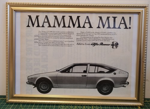 Original 1977 Alfa Romeo Alfetta GTV Framed Advert For Sale