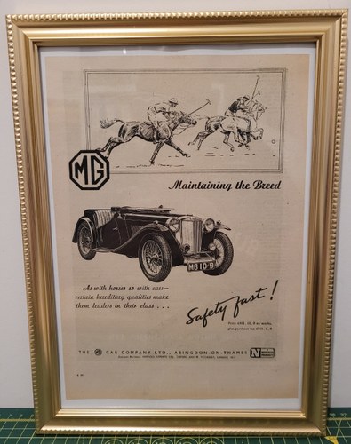 1984 Original 1947 M.G Midget Framed Advert In vendita