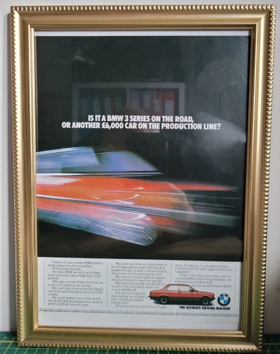 1980 Original 1981 BMW E21 3 Series Framed Advert For Sale