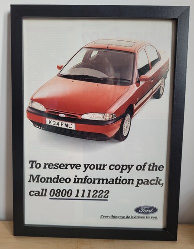 1985 Original 1993 Ford Mondeo Framed Advert For Sale