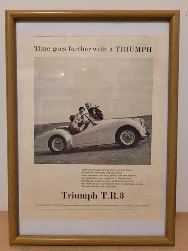 1979 Original 1959 Triumph TR3 Framed Advert For Sale