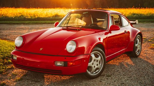1991 Porsche 964 Turbo Coupe Sunroof Red low 27k miles For Sale