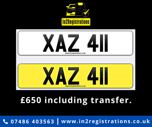 XAZ 411 Dateless 3x3 Number Plate SOLD