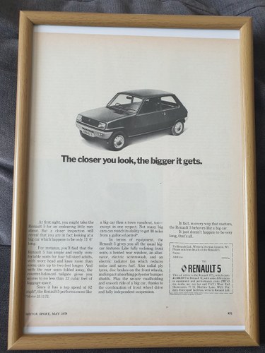 1974 Original Renault 5 advert In vendita