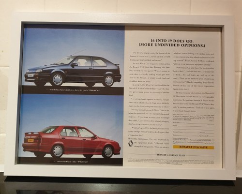 Original 1992 Renault 19 Framed Advert In vendita