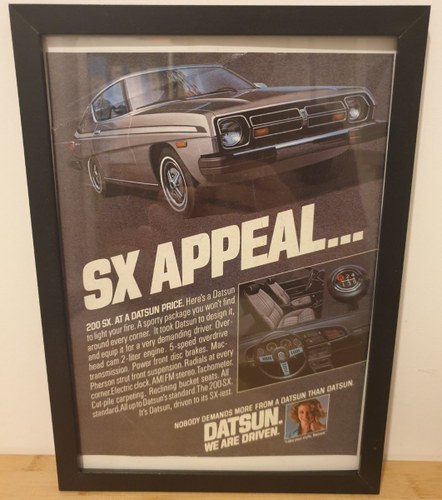 1962 Original 1978 Datsun 200SX Framed Advert For Sale