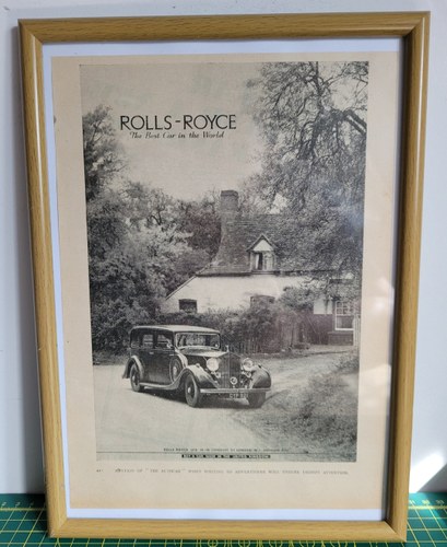 1958 Original 1938 Rolls-Royce Wraith Framed Advert For Sale