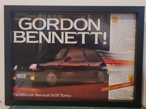 1984 Original 1986 Renault 5 GT Turbo Framed Advert For Sale