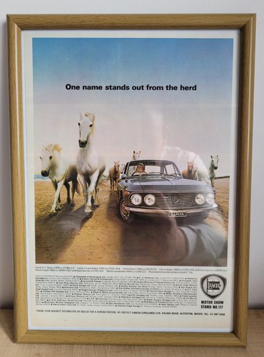 1991 Original 1968 Lancia Fulvia Framed Advert For Sale