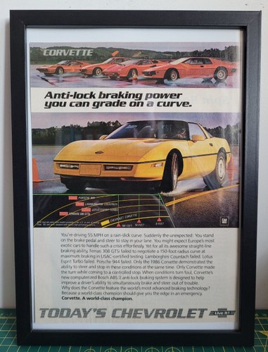 1962 Original 1986 Chevrolet Corvette Framed Advert In vendita