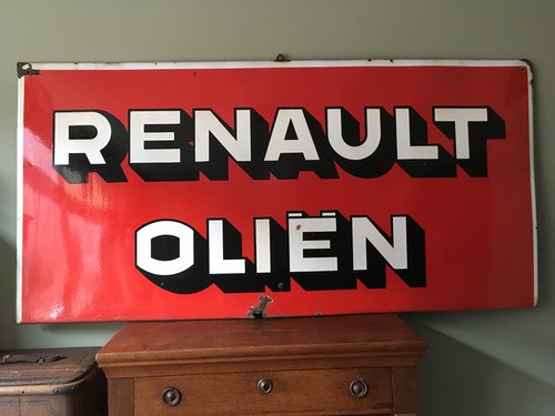 Renault olien enamel garage sign In vendita